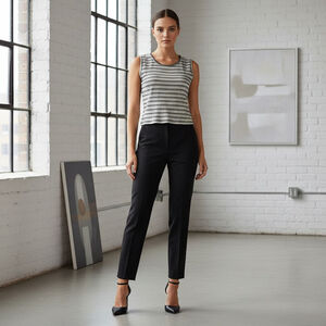 Shaver Lake Striped Tank Top Size 1X White Black